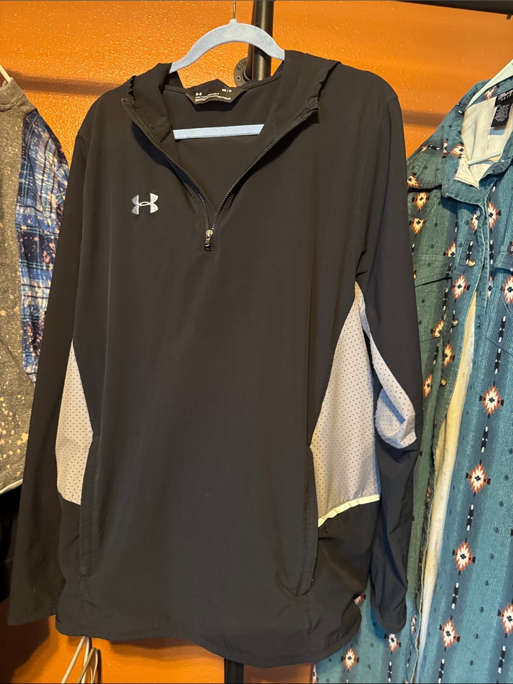 Under Armour Black Half-Zip Pullover with Light Gray Side Panels